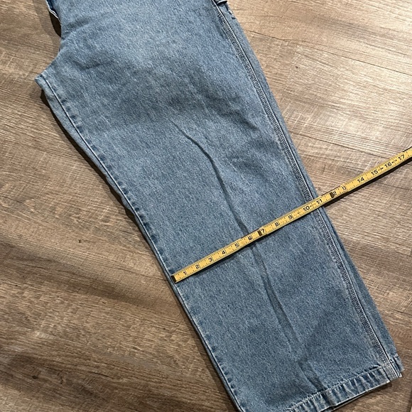 Calvin Klein Blue distressed Denim bib Overalls carpenter jeans size large - Picture 11 of 11